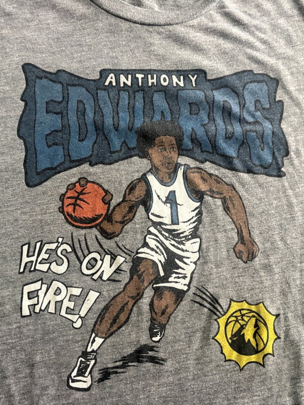 Mens Homage Anthony Edwards Minnesota Timberwolves Gray T Shirt Size L / XL